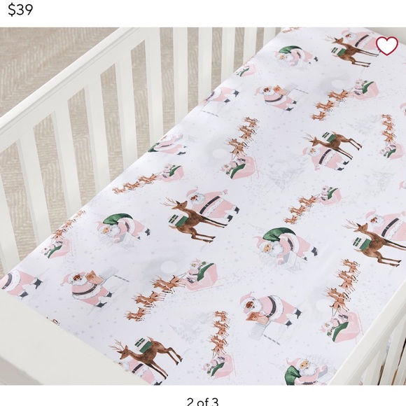NWT~Pottery Barn Kids Festive Santa Crib Sheet - Picture 1 of 7